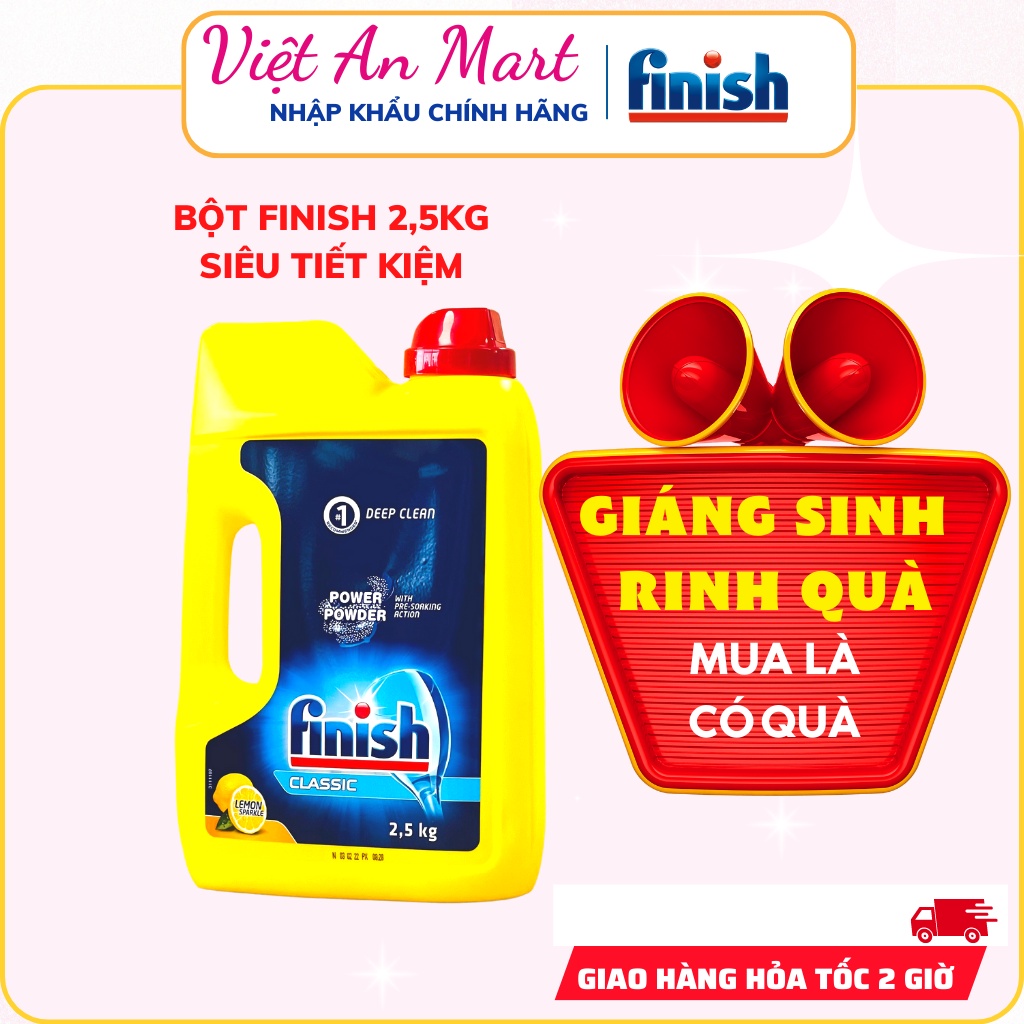 Bột rửa chén bát Finish Classic hương chanh 2.5kg dành cho máy rửa bát