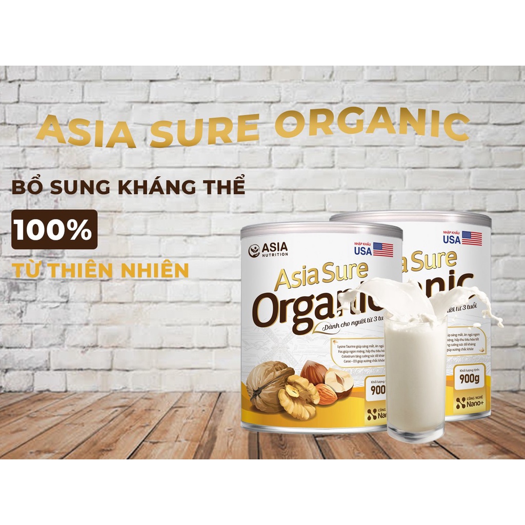 Combo 2 hộp sữa hạt Asia Sure Organic 400g thương hiệu ASIA NUTRITION tác dụng phục hồi sức khỏe tăng sức đề kháng