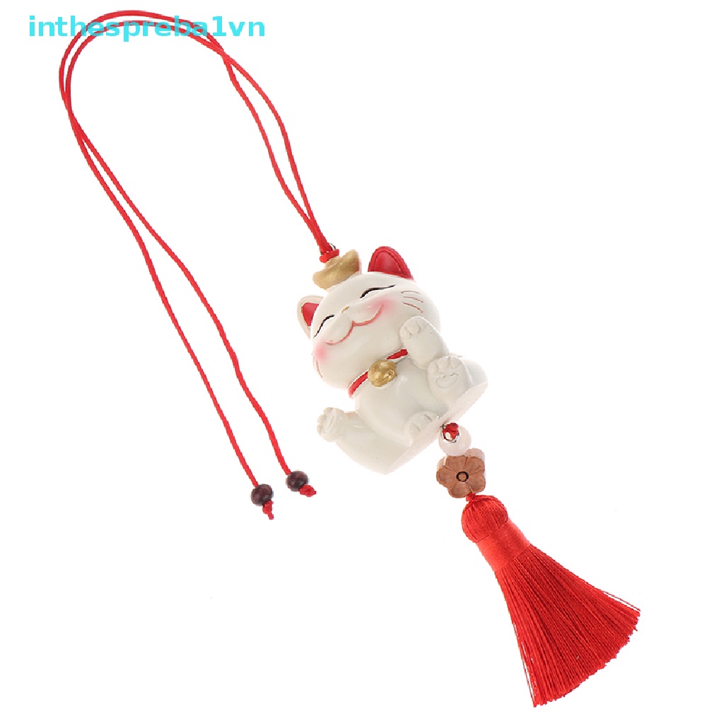 Mặt Dây Chuyền Hình Mèo May Mắn Sáng Tạo Treo Kính Chiếu Hậu Xe Hơi Cho Nữ inthespreba1vn