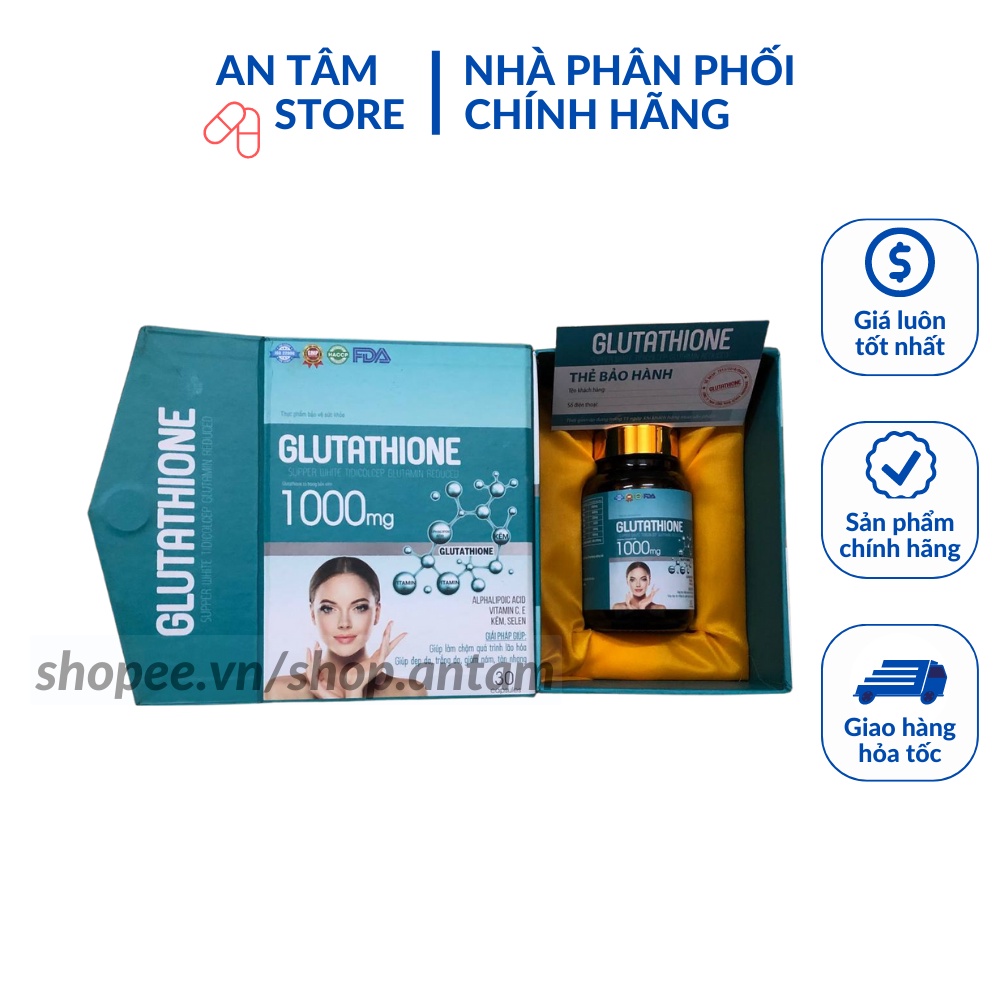 GLUTATHIONE 1000 viên uống trắng da giảm nám mờ nhăn chống lão hoá