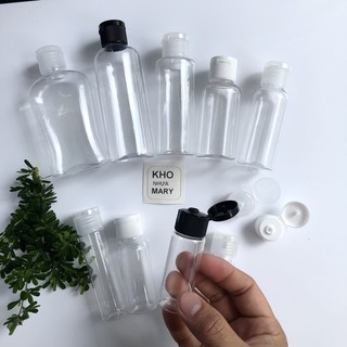 Chai nhựa chiết mĩ phẩm năp bật trong / đen / trắng - lọ chai pet 10ml / 20ml / 30ml / 50ml / 70ml / 100ml đựng dầu gội