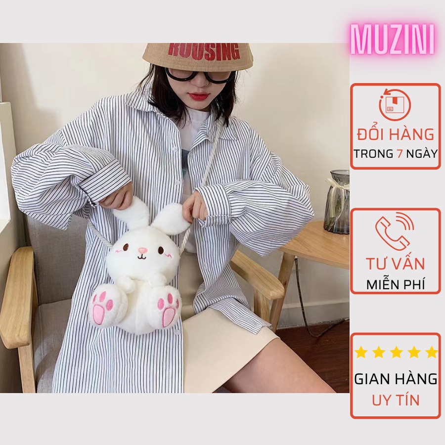 [Hàng Sắp Về]Túi thời trang đeo chéo hình thỏ nhồi bông Túi đeo chéo họa tiết hoạt hình xinh xắn dành cho nữ Muzini TC01