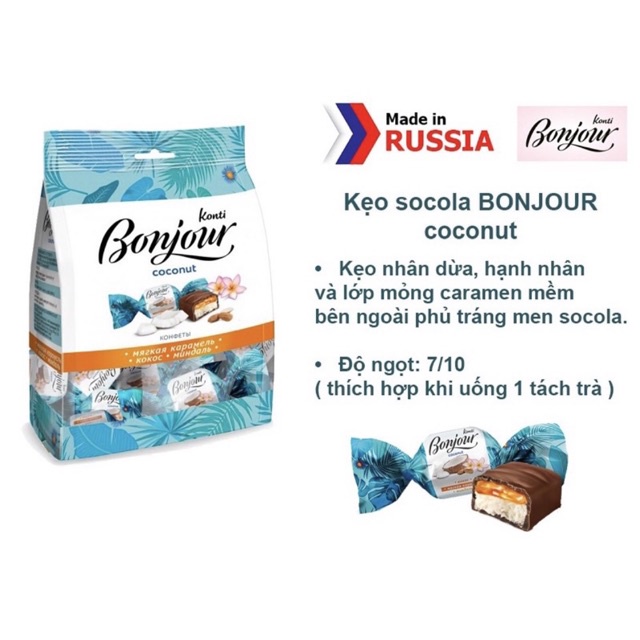 Kẹo socola dừa Bonjour-Konti-Kẹo nhập khẩu Nga-320g