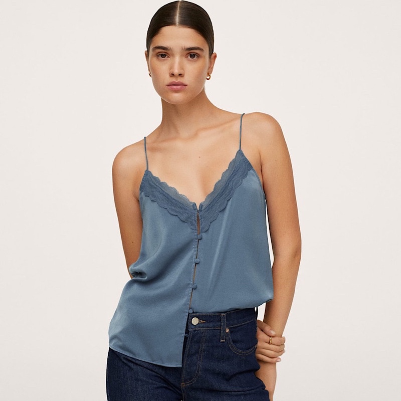 Áo Hai Dây Viền Ren Cao Cấp Mango