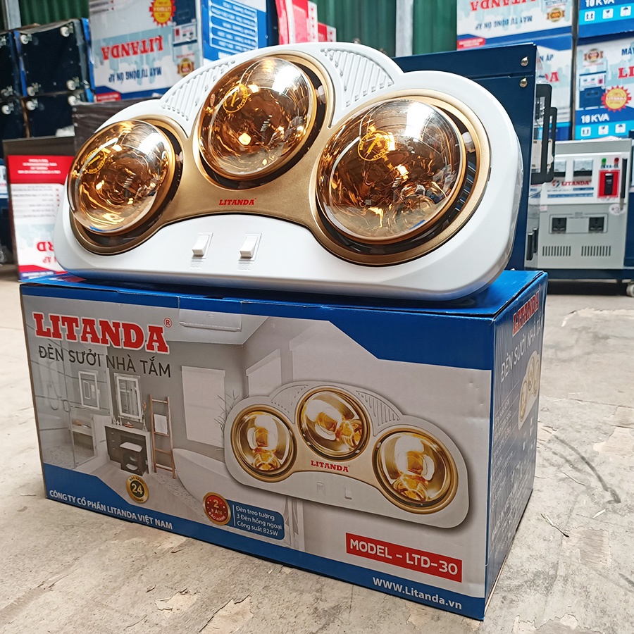 Đèn Sưởi 3 Bóng Hồng Ngoại LiTanda Chính Hãng Bảo Hành 24 Tháng Số 1 Việt Nam