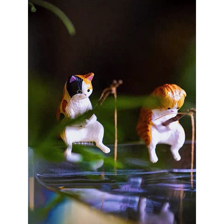 Chú Mèo  câu cá cực dễ thương, đáng yeu trang trí hồ cá, thủy sinh, để bàn làm việc TN2