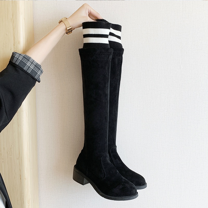 Giày Bốt Ống Cao Mỏng Đan Len Cao Đến Đầu Gối 40% Thời Trang Thu Đông Kiểu Mới Cho Nữ