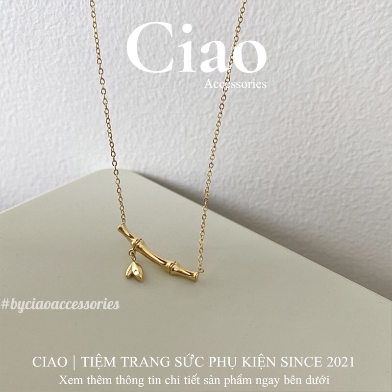[HOẢ TỐC 1H] Dây chuyền/ Vòng cổ titan không gỉ thiết kế hình cây tre đơn giản Bamboo Ciao