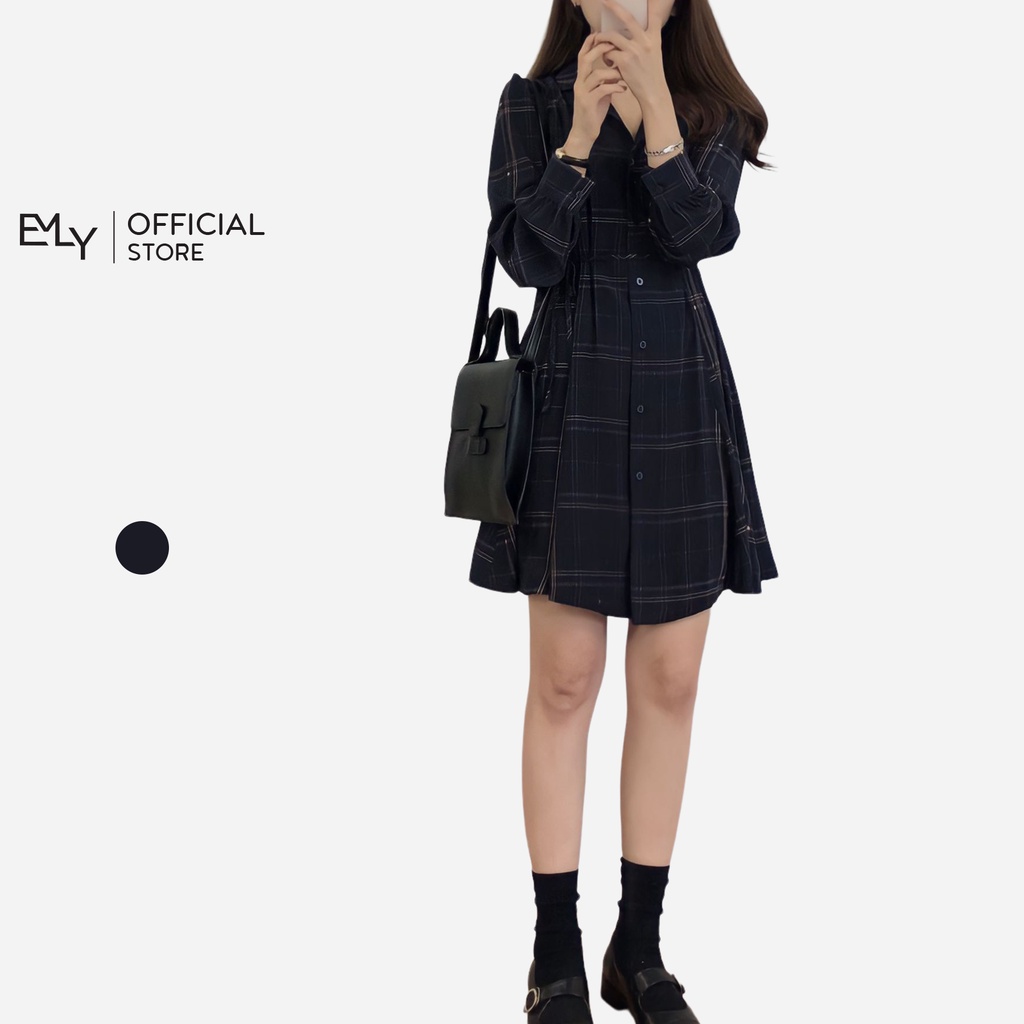 Đầm dáng xòe tay dài midi Emilyshop