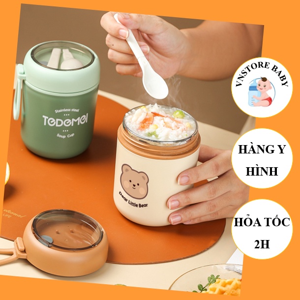 Bình ủ cháo cho bé, cốc đựng canh giữ nhiệt cao cấp thép không gỉ 304 - An toàn cho bé