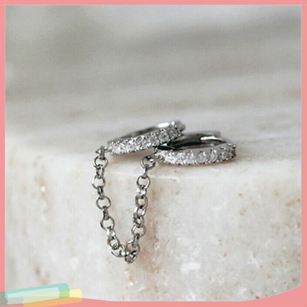 1 đôi khuyên tai tròn đính đá thời trang cho nữ