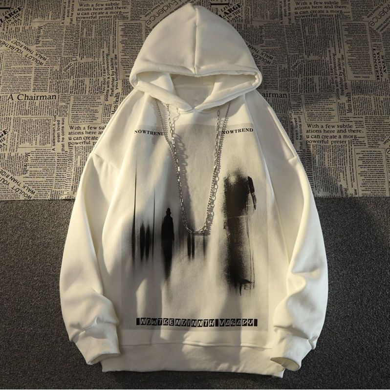 Áo Hoodie Dáng Rộng Bằng Vải Nỉ Phối Dây Xích Phong Cách Đường Phố Mỹ Thời Trang Thu Đông Hàng Mới 2022
