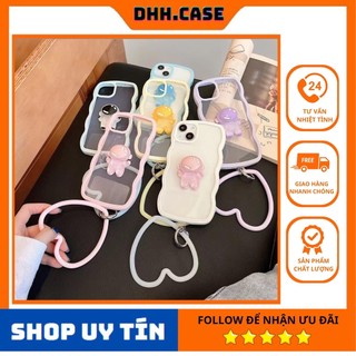 Ốp Điện Thoại Trong Suốt Hoạ Tiết Phi Hành Gia Kèm Dây Đeo(Xanh mint/Tím/Trắng)