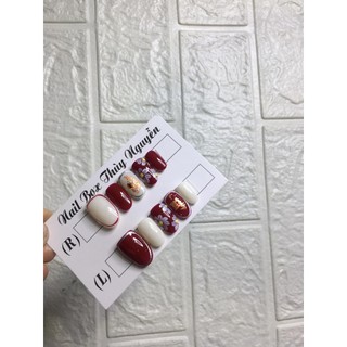 Móng úp nailbox thiết kế đỏ kèm keo dũa nail