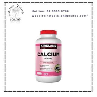 Viên uống bổ sung Canxi Kirkland Calcium 600mg Vitamin D3 500 viên