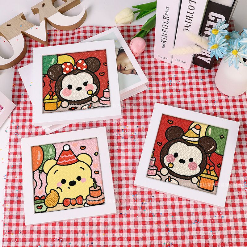 DISNEY Bộ Tranh Đính Đá Tự Làm Hình Gấu Winnie Hoạt Hình Cho Bé