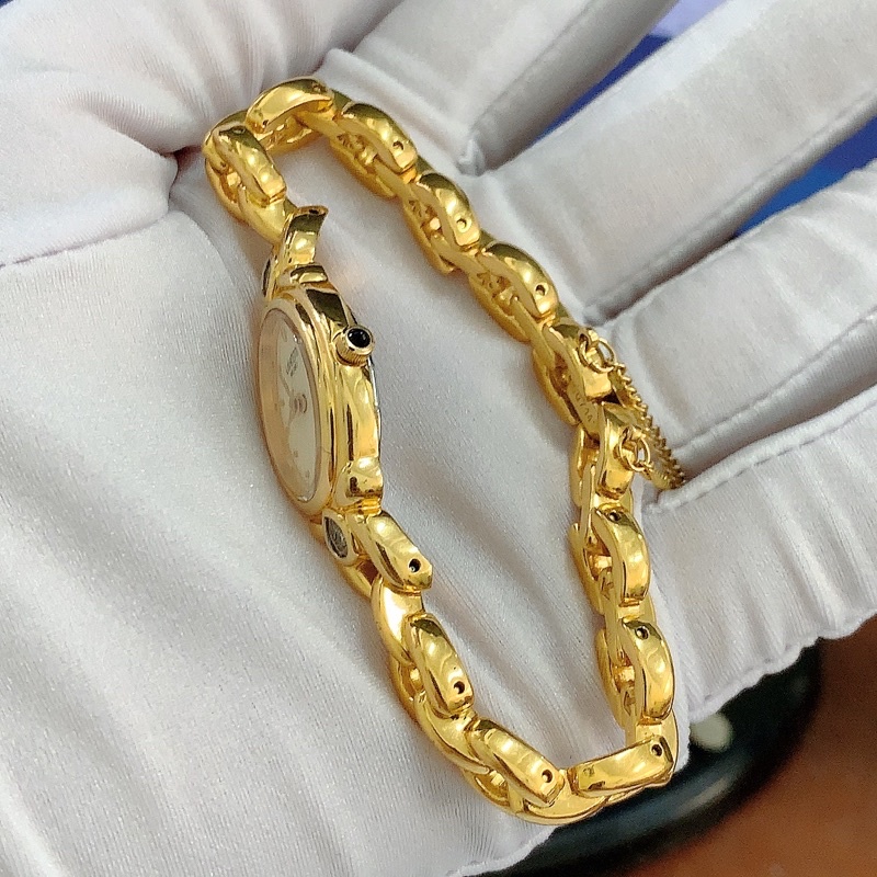 Đồng hồ si nữ hiệu Lancetti Milano, máy Nhật dáng lắc vàng, đính đá