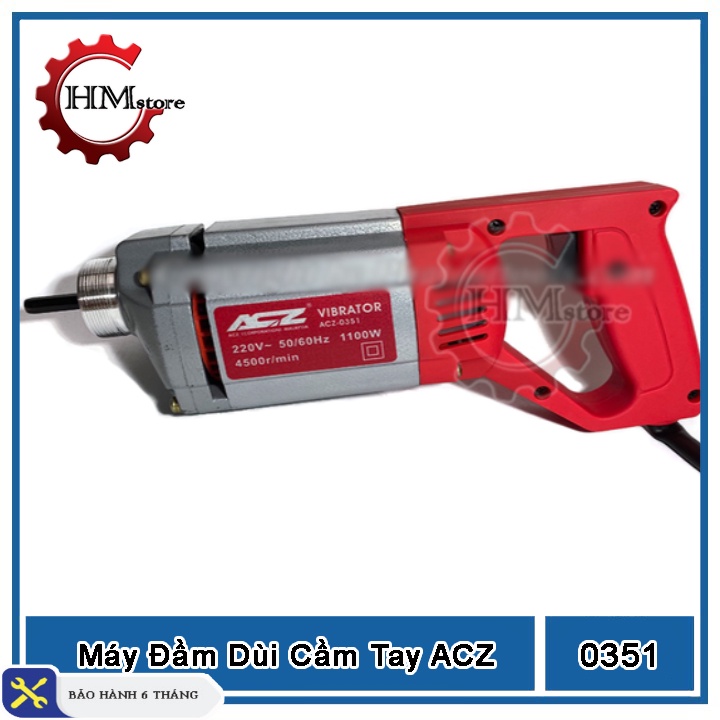 Máy đầm dùi bê tông ACZ 0351, công suất 1100w, dây đầm dùi 1m2 - Máy dùi bê tông, máy đầm bê tông - Bảo hành 6 tháng