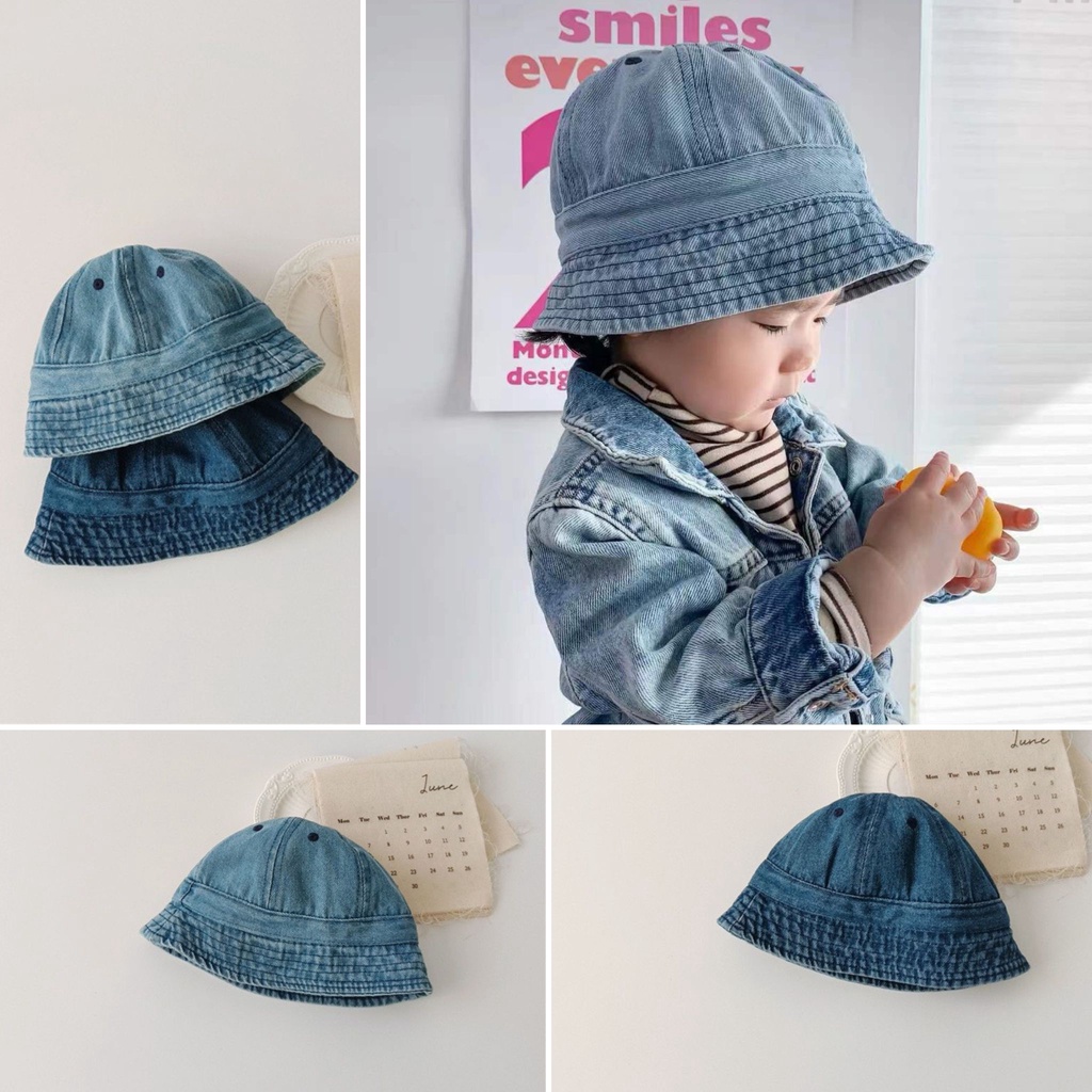 Nón Vành Vải Jean Phong Cách Hàn Xẻng Cho Bé MiLaa Kids N8
