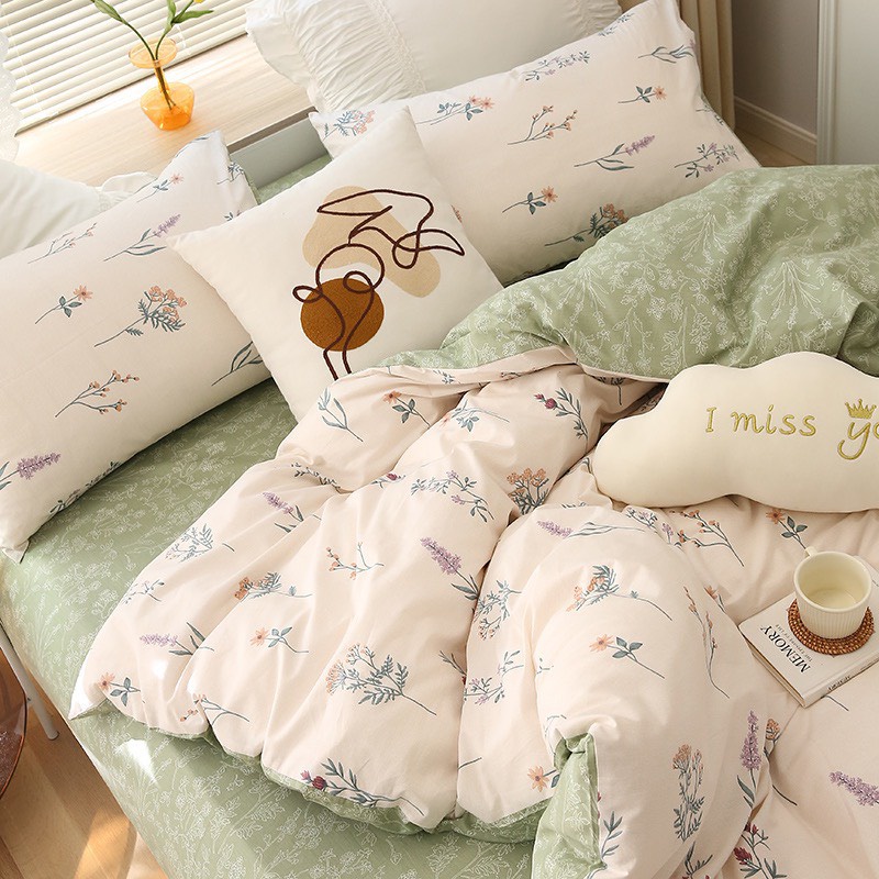 Bộ sưu tập chăn ga và vỏ gối chất liệu cotton living cao cấp họa tiết hoa nhí  - Mùa decor