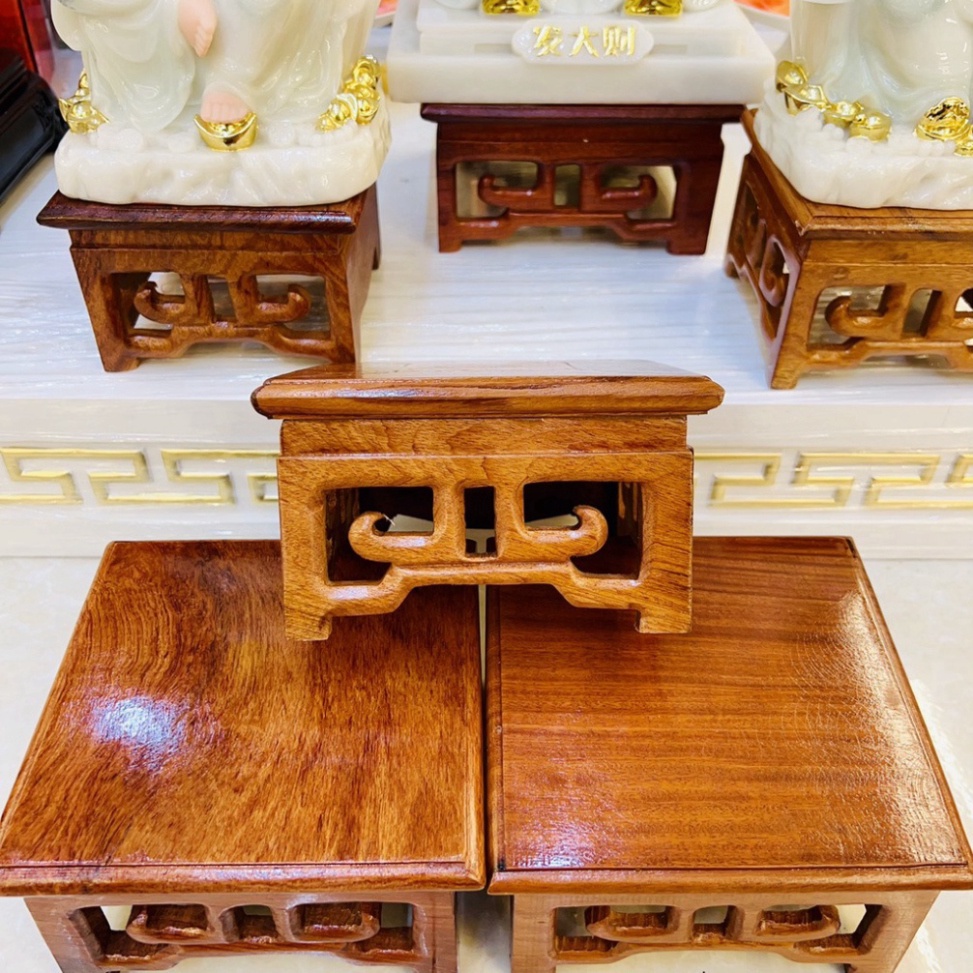 Chân đế gỗ hương kê tượng, Đôn gỗ vuông, Đế bát hương cao cấp, ảnh thật