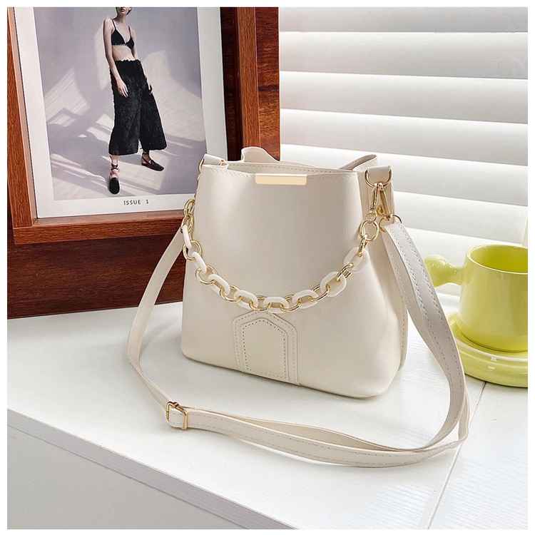 Túi Xách Bucket Phối Dây Xích Đeo Vai Thời Trang Mùa Thu 2022 Cho Nữ