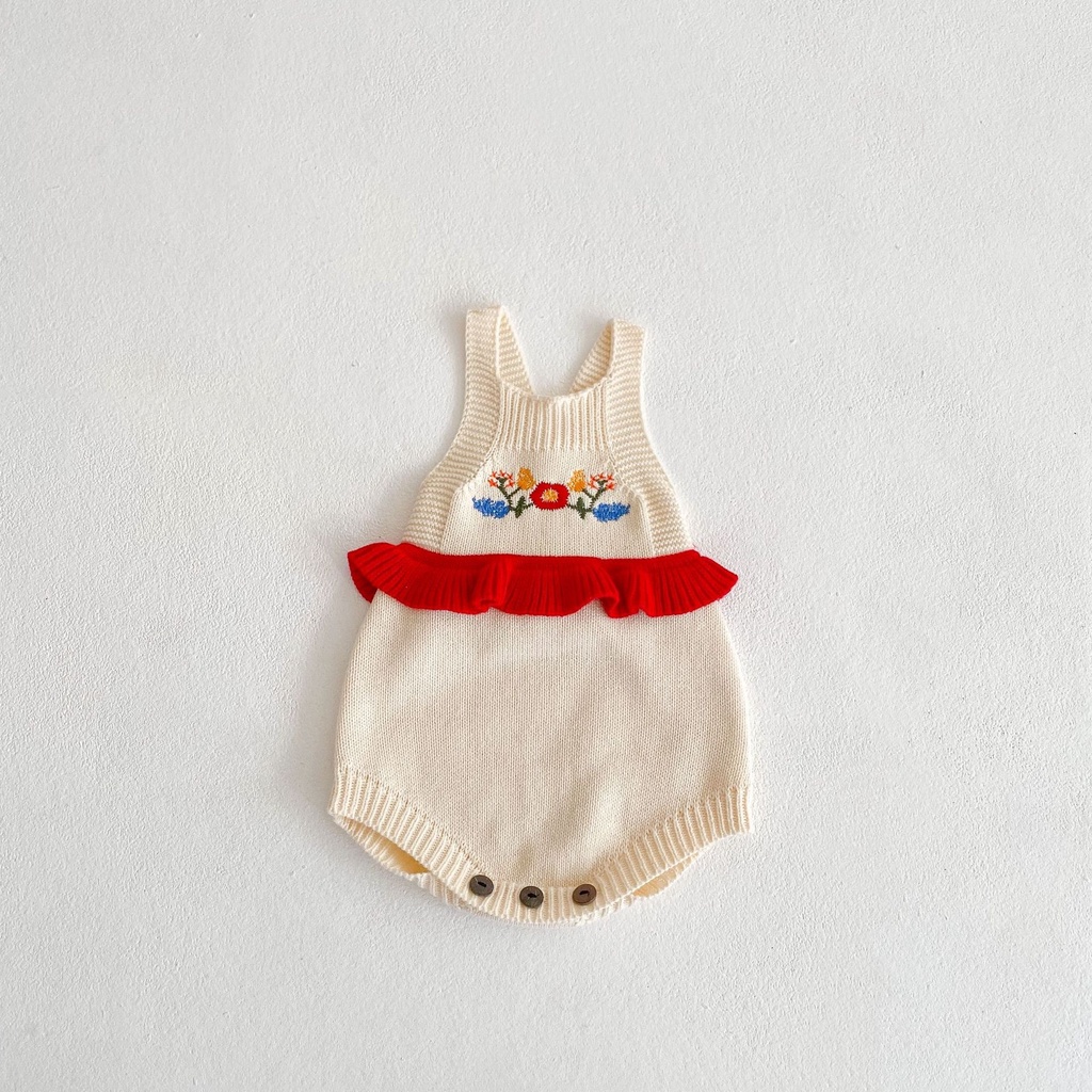 Bộ Áo Liền Quần Tay Phồng Thêu Họa Tiết Thời Trang Thu Đông 2023 Cho Bé Gái