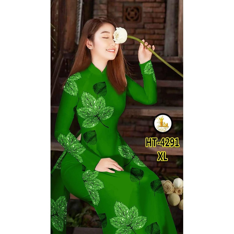 Vải may áo dài trung niên họa tiết chiếc lá, chất vải đẹp hàng loại 1