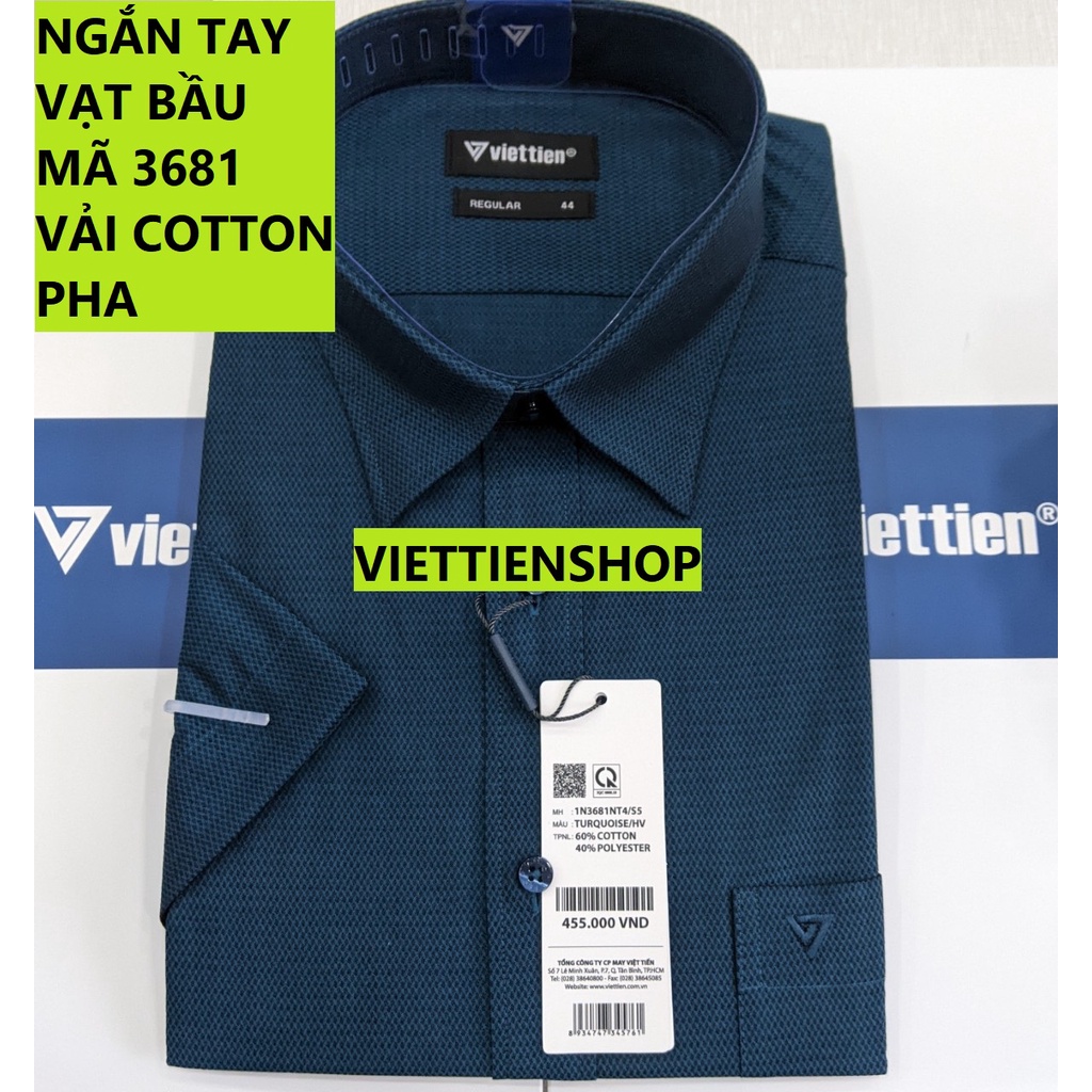 (3681 HVS) ÁO SƠ MI VIỆT TIẾN NGẮN TAY HOA VĂN