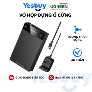 Vỏ hộp đựng ổ cứng SATA 3.5, 2.5 inch, dài 50cm UGREEN US222 hỗ trợ 10TB, USB 3.0