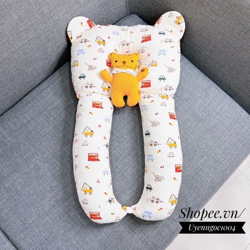 Gối chữ U đa năng cho bé sơ sinh, gối ôm chữ U đa năng cho bé (tháo được vỏ)