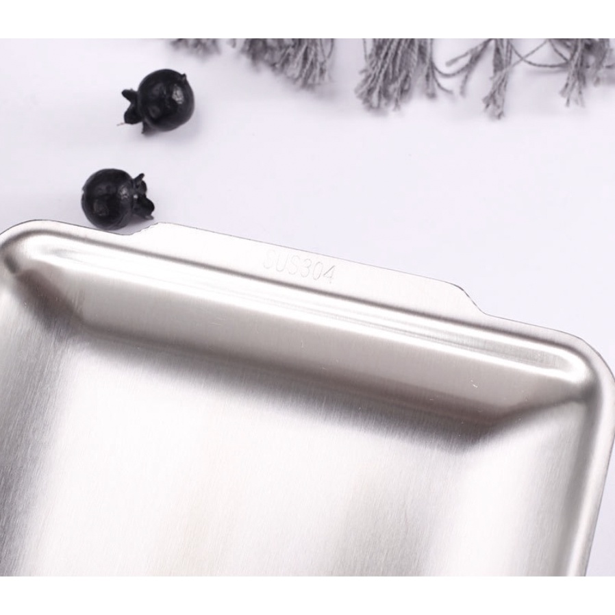 Dĩa, khay chữ nhật inox đựng thức ăn, trang trí, trưng bày