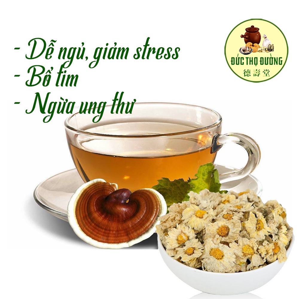 Trà Linh chi - Cúc hoa (Dễ ngủ, Giảm stress, Bổ tim, Ngừa ung thư)