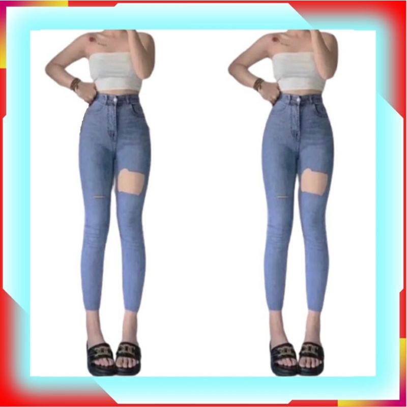 Quần jean nữ rách, quần bò nữ rách lưng cao ôm dáng ấn tượng ngay từ cái nhìn đầu tiên chất vải co giãn