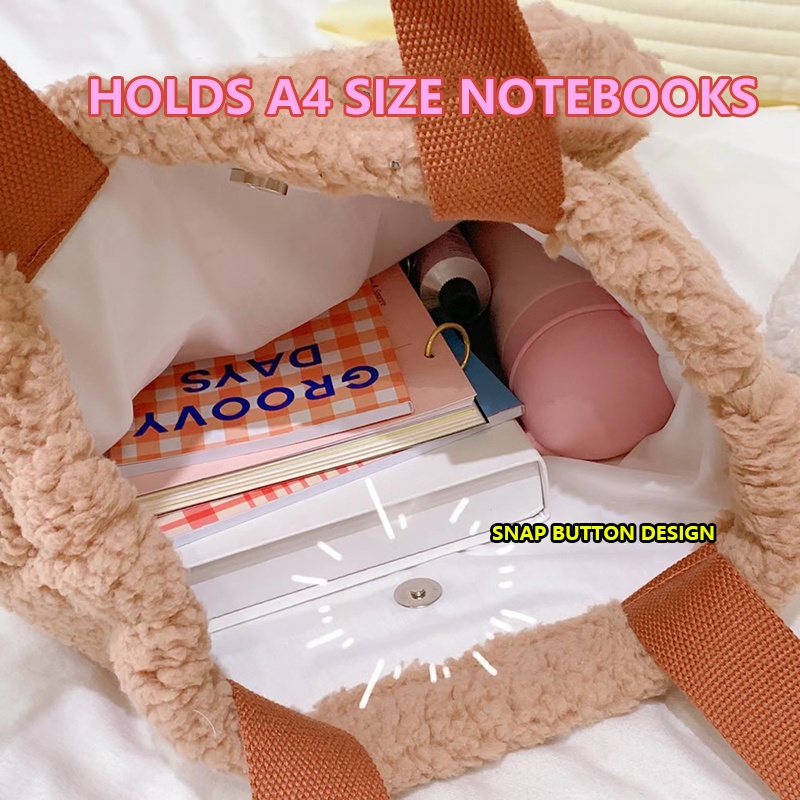 Túi Tote Đeo Vai / Xách Tay Bằng Vải Bông Mềm Thêu Họa Tiết Hoạt Hình Dễ Thương Sức Chứa Lớn Cho Nữ Jp