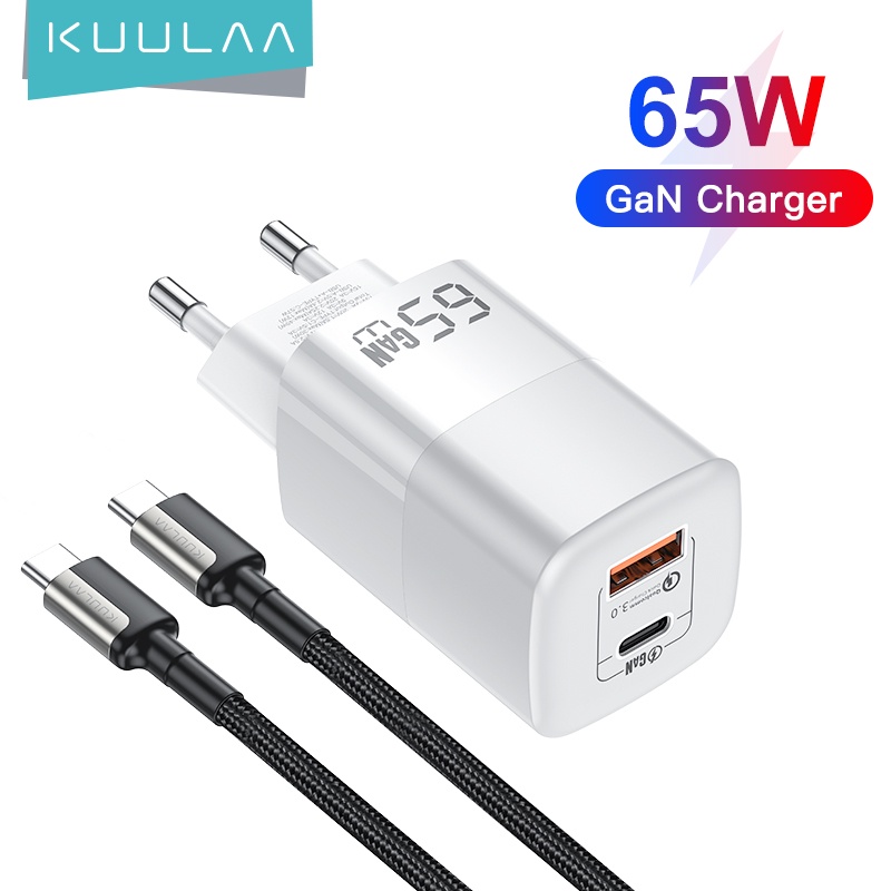 Củ Sạc Nhanh Kuulaa GaN 65W USB C QC PD 4.0 3.0 USB-C Type C Cho Macbook Pro IPhone Samsung