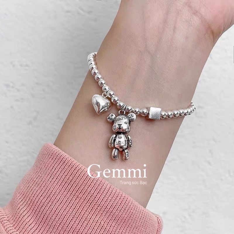 Lắc tay Bạc nữ hình chú gấu cá tính - Bạc cao cấp Gemmi