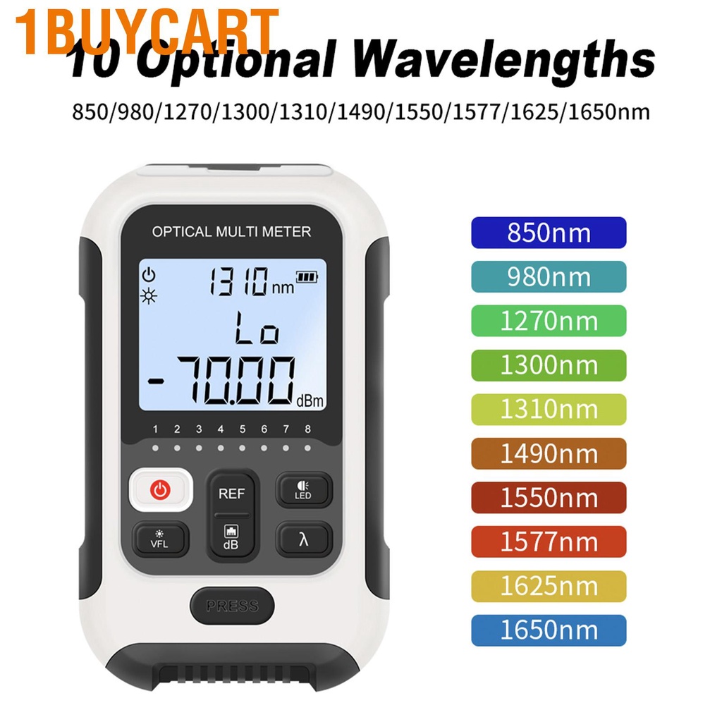 1buycart Optical Fiber Power Meter Portable 4 in 1 Digital Rechargeable ‑70‑+10dBm Tester for Communication Engineering