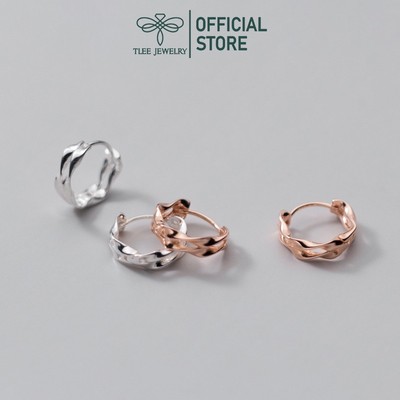 Khuyên tai bạc TLEE twisted kép trơn cá tính TLEE JEWELRY B0285