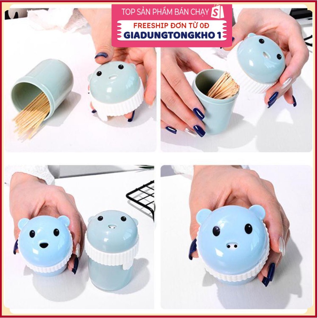 (Bán Buôn Sỉ) Hộp đựng tăm xỉa răng họa tiết gấu dễ thương tiện dụng T2