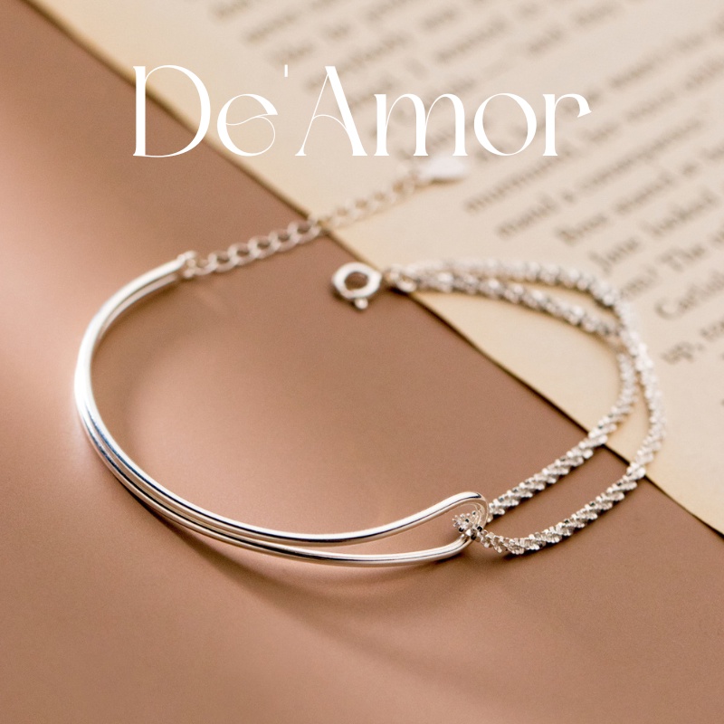 Vòng tay bạc nữ S925 - Vòng tay Cuff Lux De'Amor - VT005