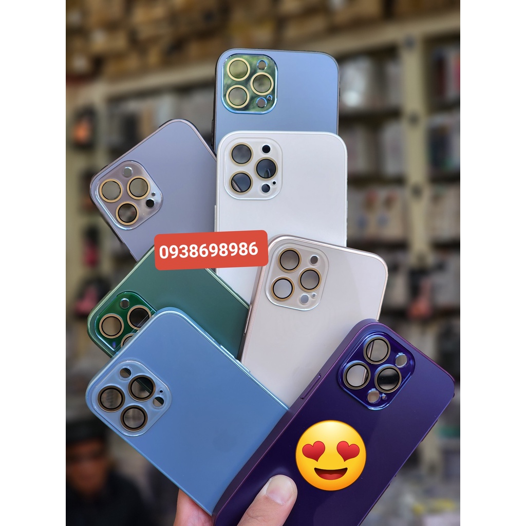 Ốp lưng độ iPhone 14 Pro Max cho iPhone 12 Pro max, 13 Pro max, 14 Pro lưng kính nhám bảo vệ cụm camera siêu đẹp