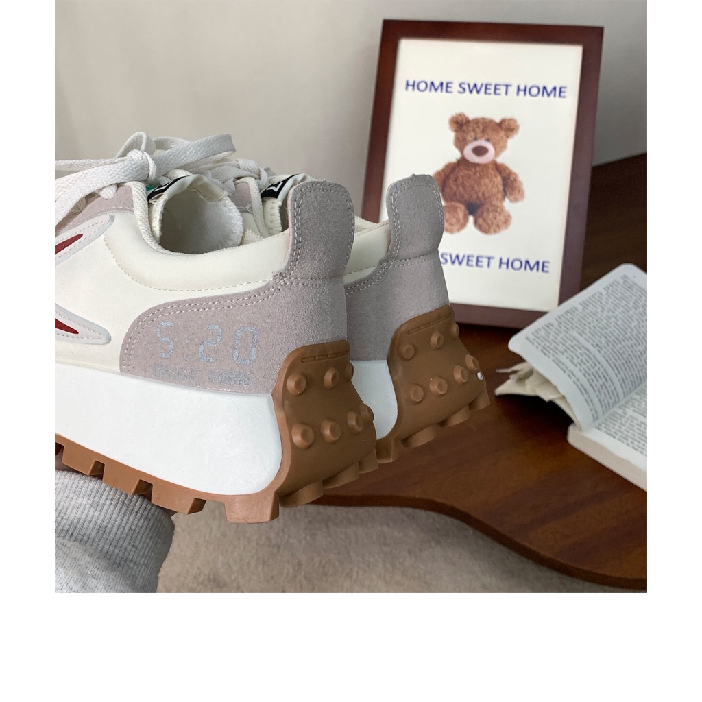 𝗺𝗶𝗲 𝘀𝘁𝘂𝗱𝗶𝗼 - SAN 37 Giày thể thao đế cao phối da lộn vạch đỏ