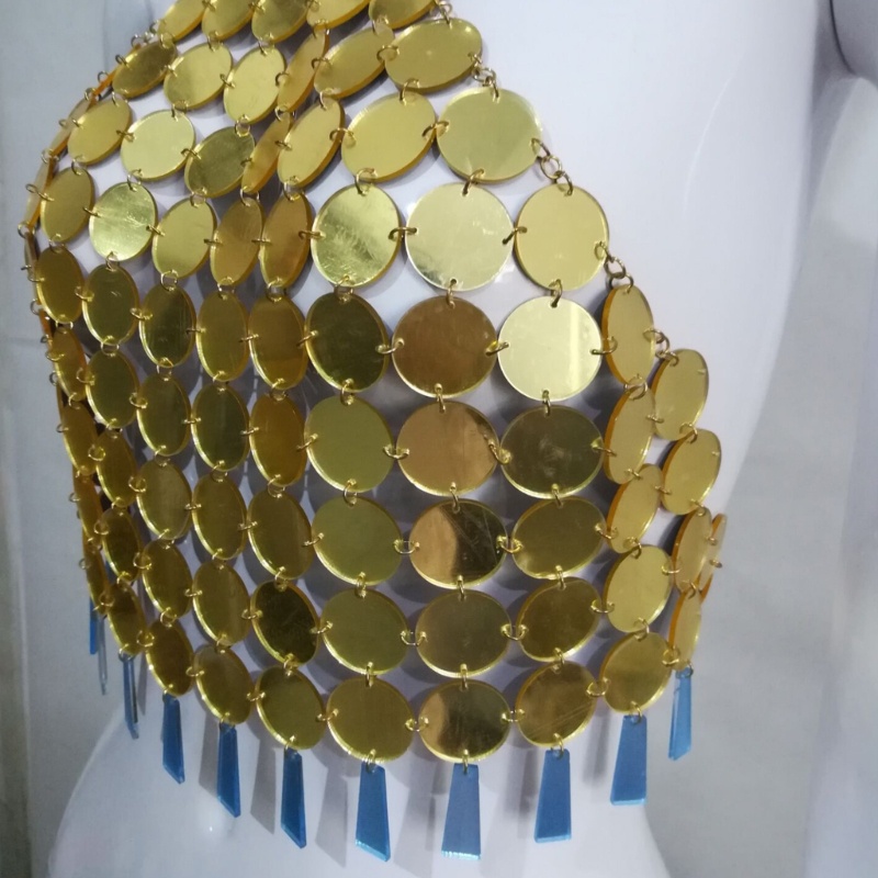 Áo Ngực Một Mảnh Hở Lưng Dạng Chuỗi Tua Rua Viền Kim Sa Lấp Lánh Cho Nữ