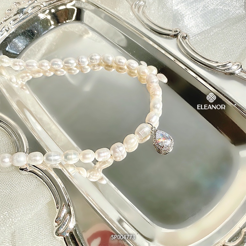 Dây chuyền nữ ngọc trai nhân tạo Eleanor Accessories dạng chuỗi hạt mặt hình giọt nước đính đá phụ kiện trang sức 4773