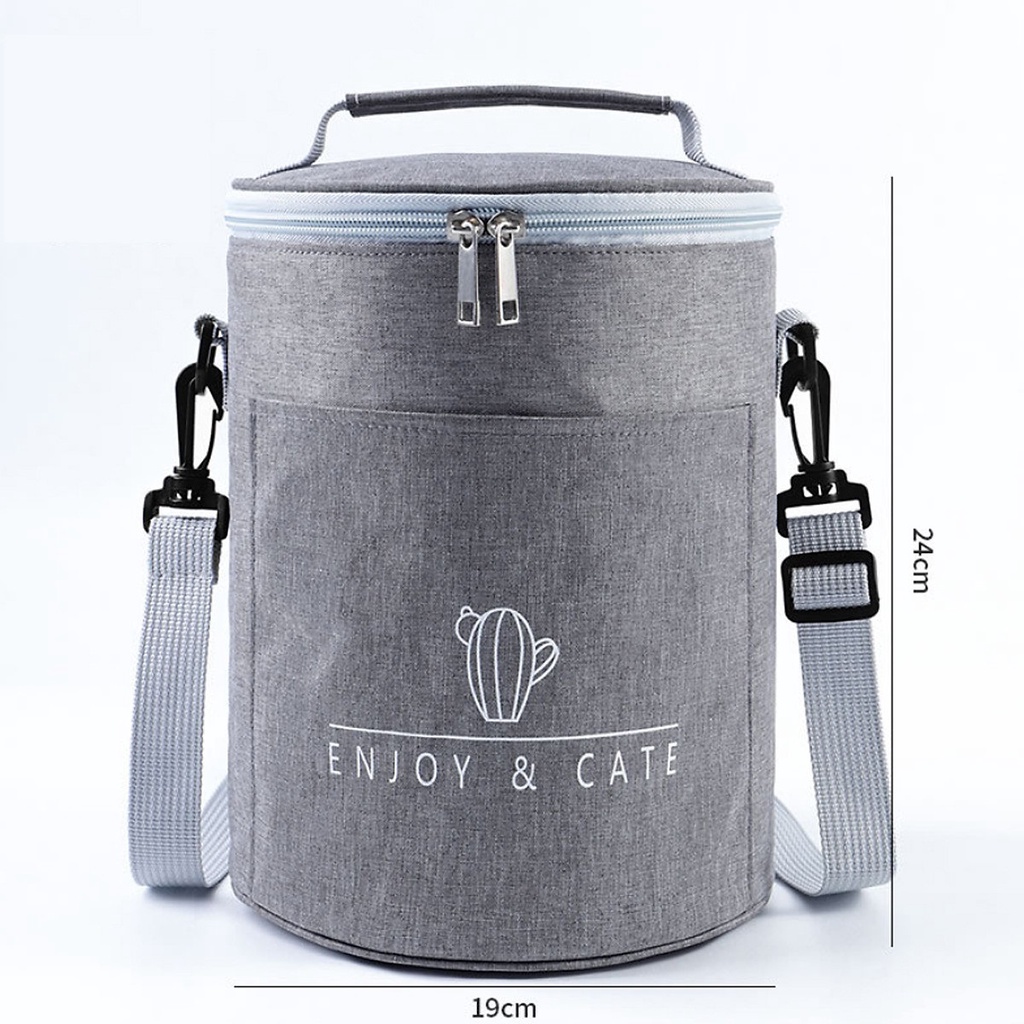 Túi đựng hộp cơm giữ nhiệt tráng bạc diệt khuẩn - 24x17cm - có quai đeo - chính hãng dododios