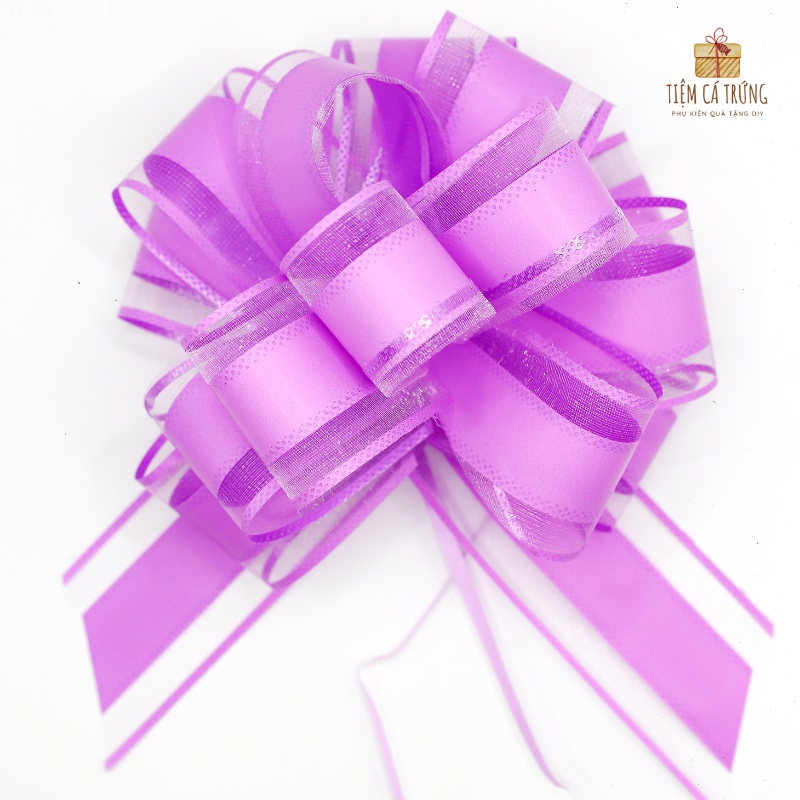 [N04] [SET 10C] [SIZE NHỎ] Nơ Rút TÚ CẦU VOAN TRƠN Bông Nhỏ size 12*15cm Trang Trí Hộp Quà, Tiệc, Xe Hoa - Tiệm Cá Trứng
