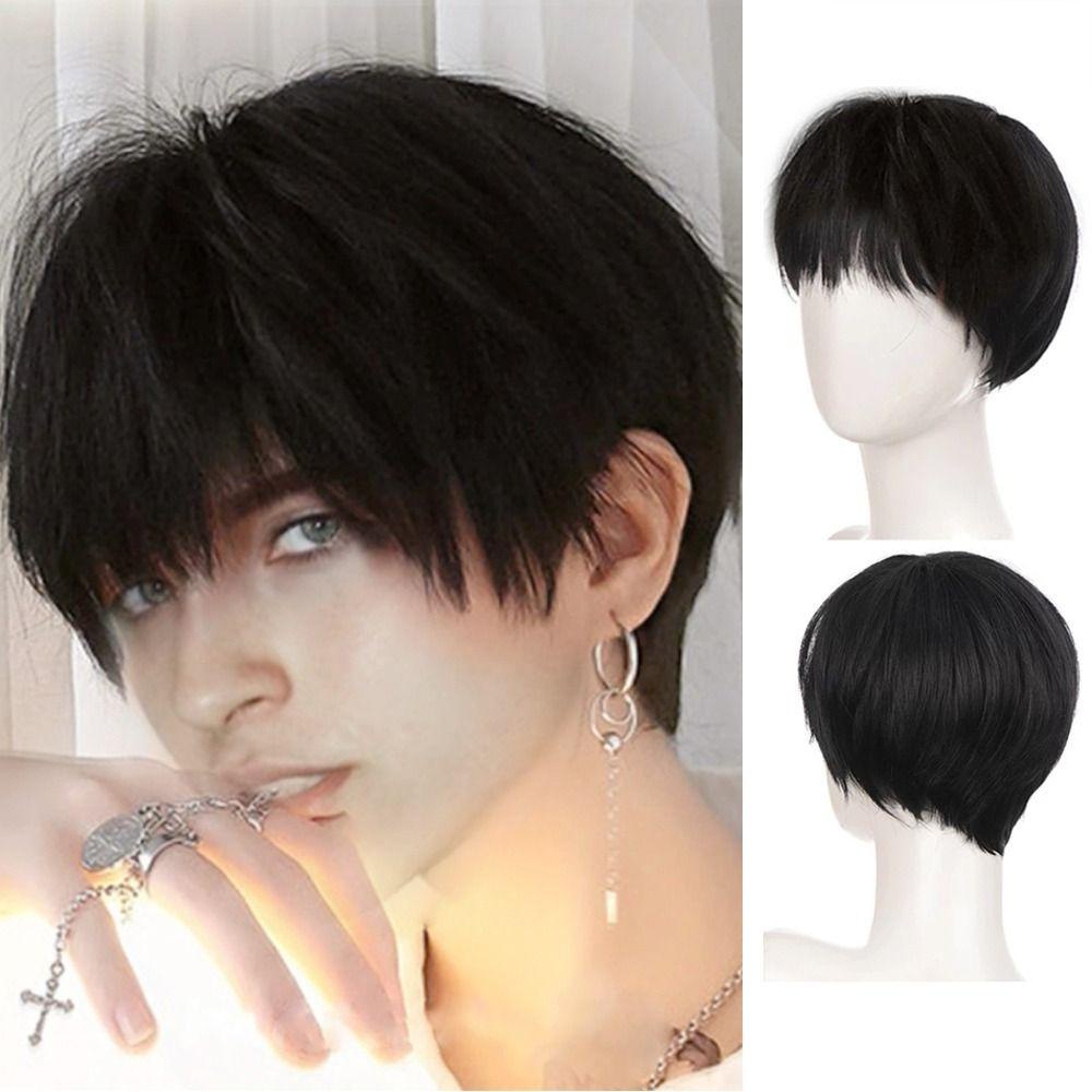 Tóc Giả Ngắn Màu Nâu Ngà Chất Lượng Cao Hóa Trang Cho Nam