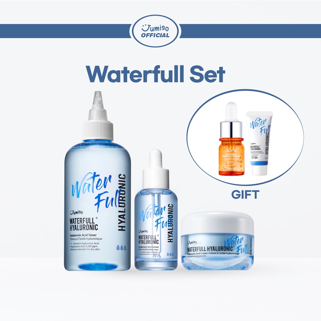 Set dưỡng ẩm JUMISO Waterfull Hyaluronic + Serum vitamin 5ml/ Kem chống nắng 5ml