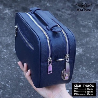 Túi cầm tay golf - Túi MALDINI đồ da thủ công chất liệu da bò thật 100% - khoá mã số mẫu 2022